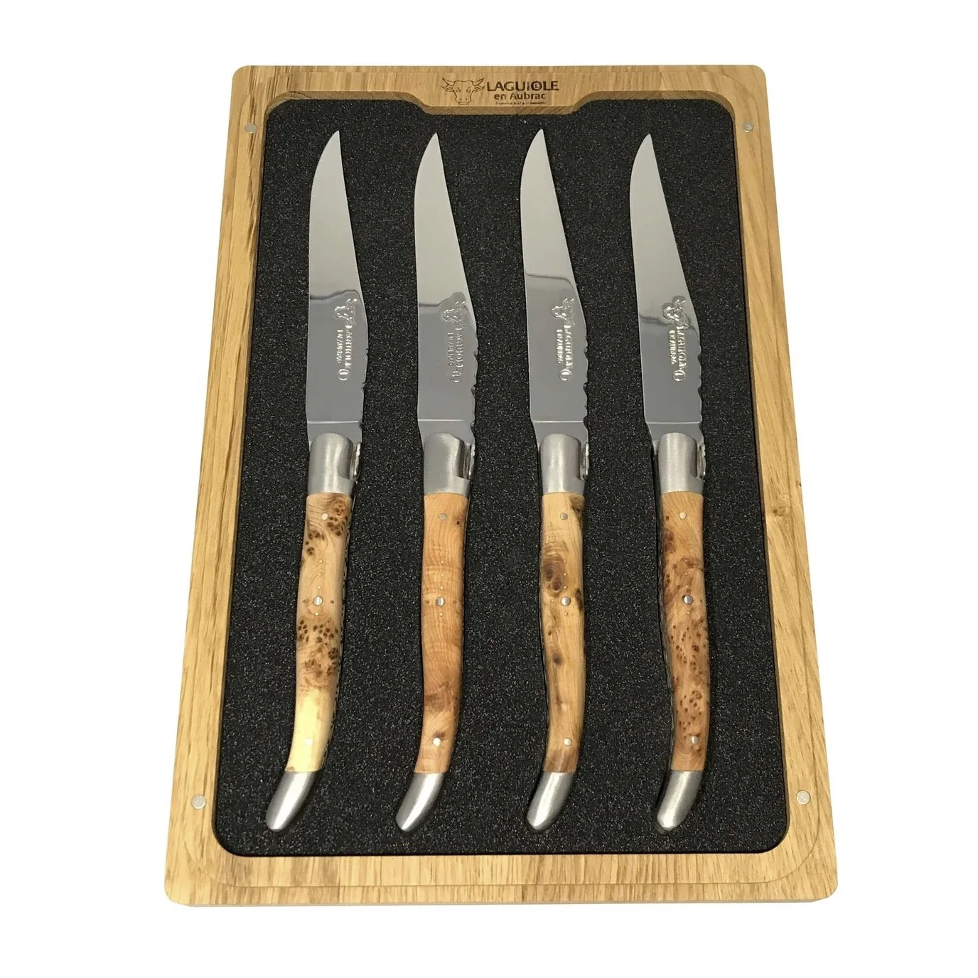 Laguiole en Aubrac Handcrafted Steak Knives, Set of 4, Juniper Wood - Image 5
