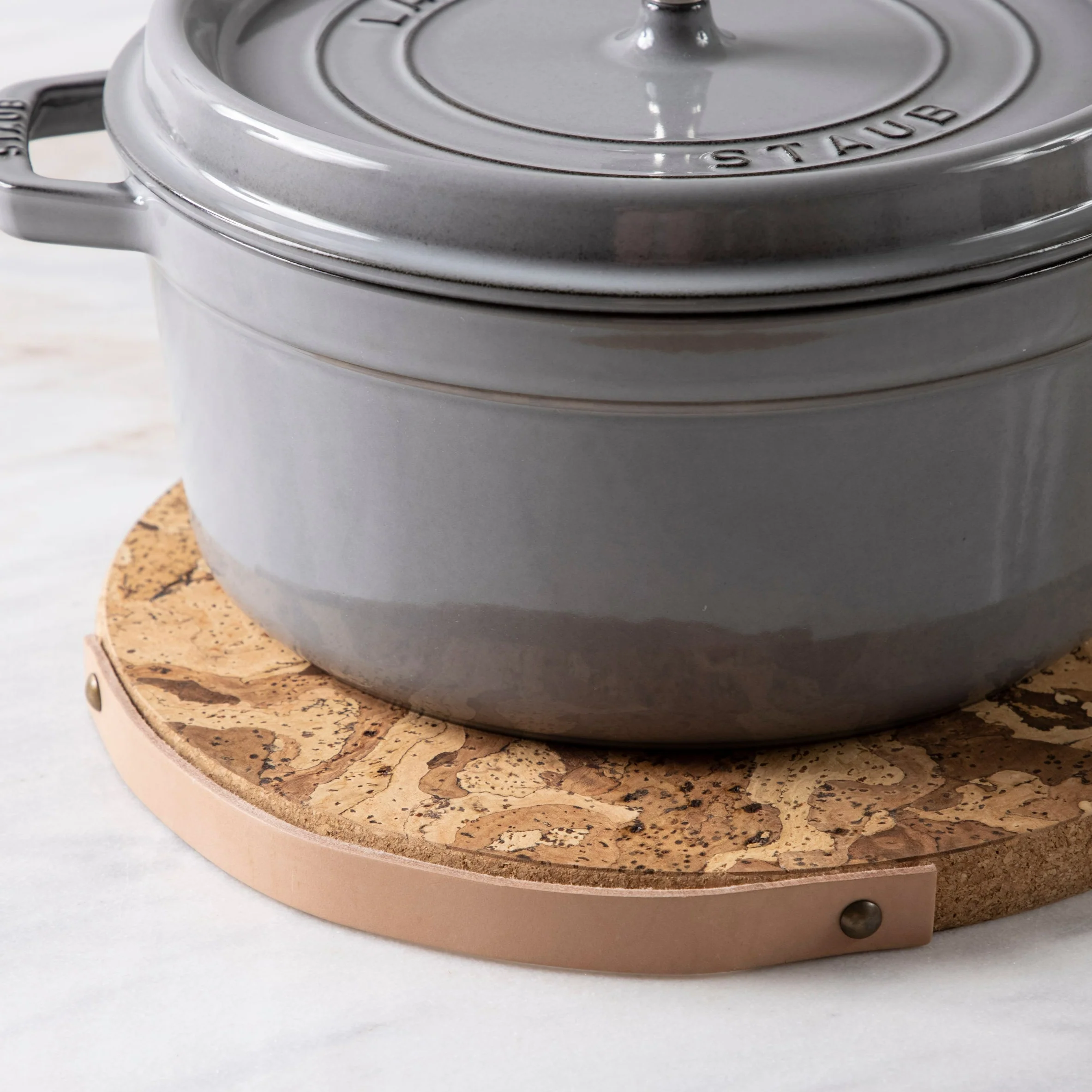 Cork Trivet with Leather Handle, Large - Image 5