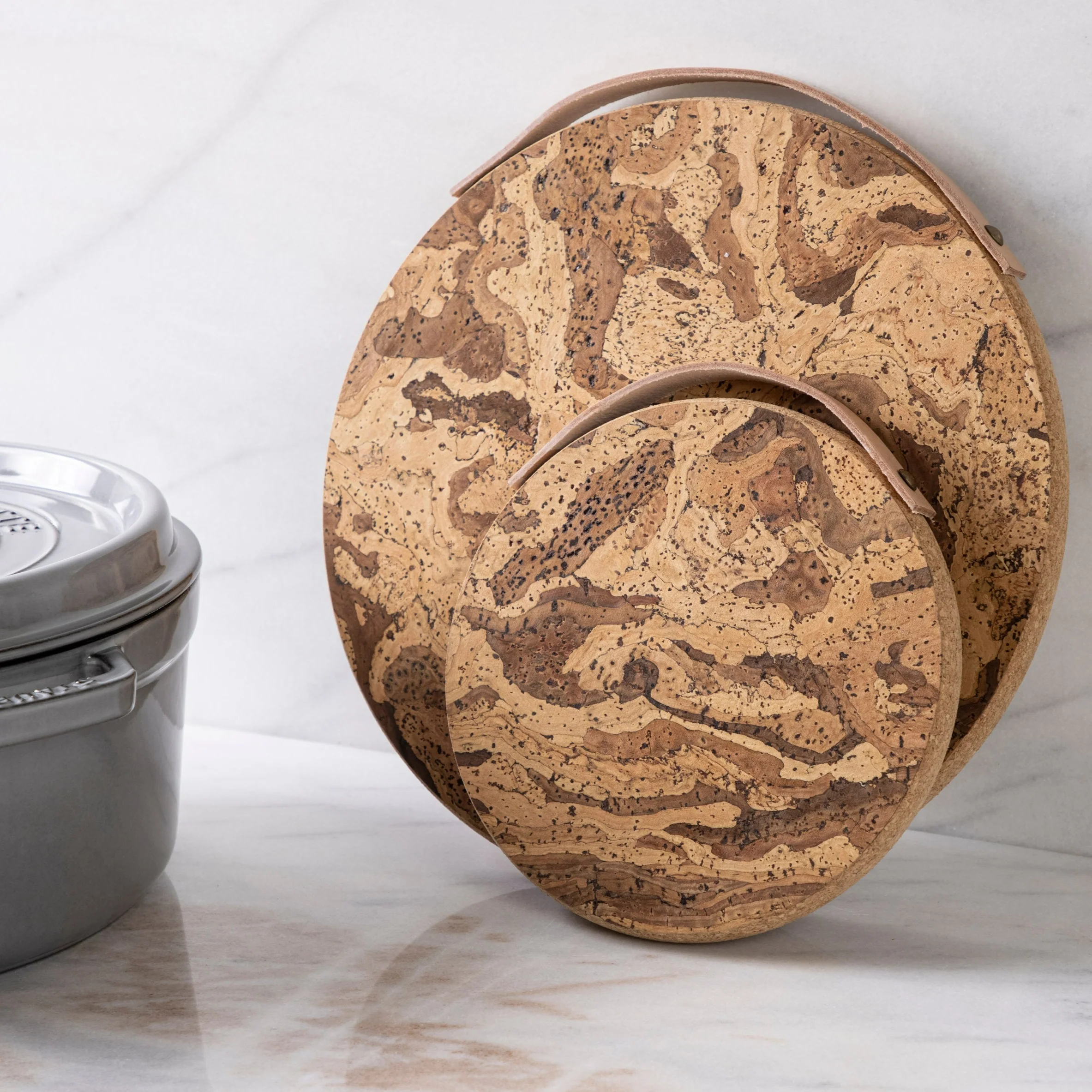 Cork Trivet with Leather Handle, Large - Image 6