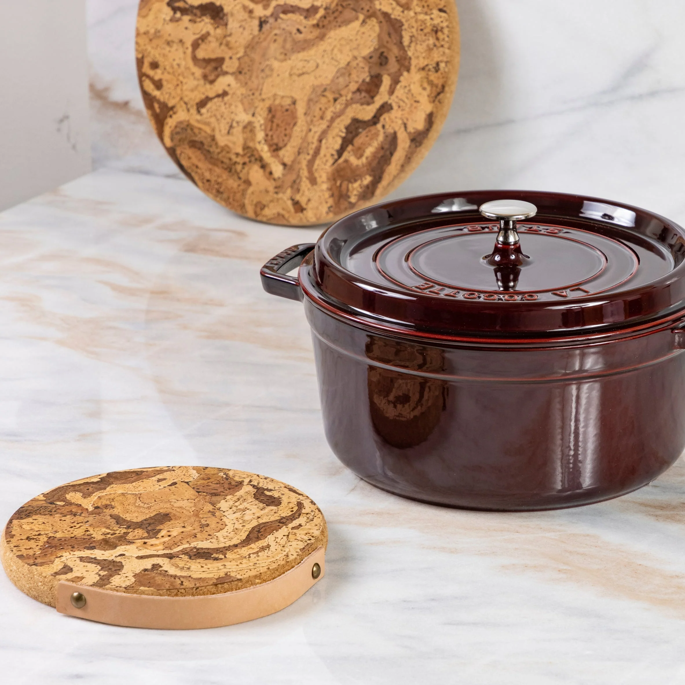 Cork Trivet with Leather Handle, Large - Image 7