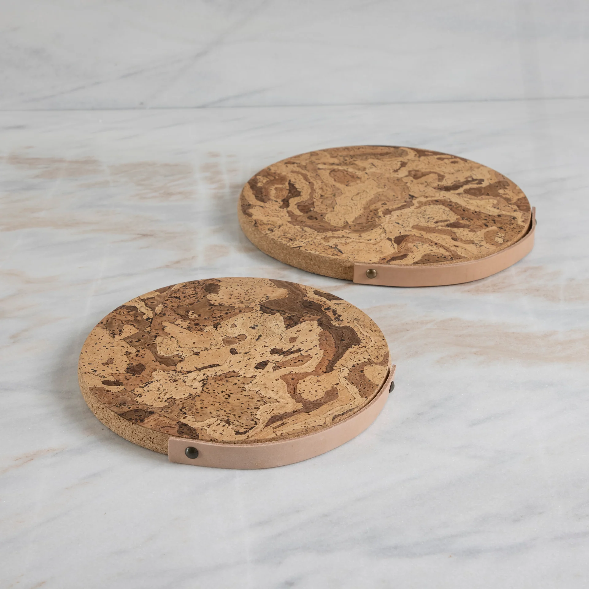 Cork Trivet with Leather Handle, Medium - Image 3