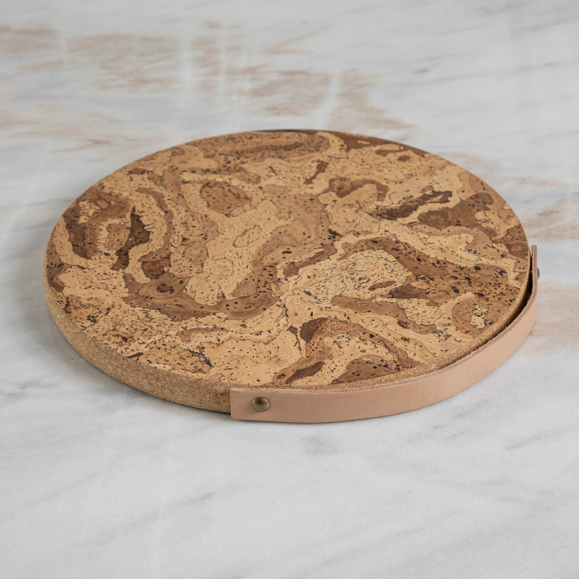 Cork Trivet with Leather Handle, Medium - Image 4