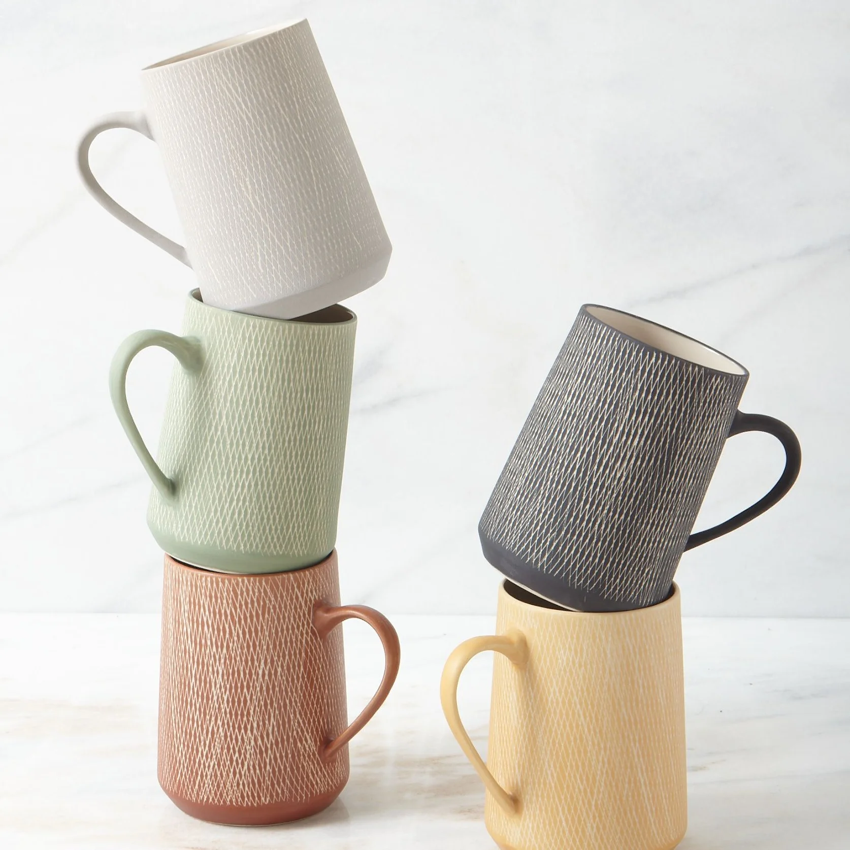 Jade Crosshatch Mugs, Set of 4 - Image 6