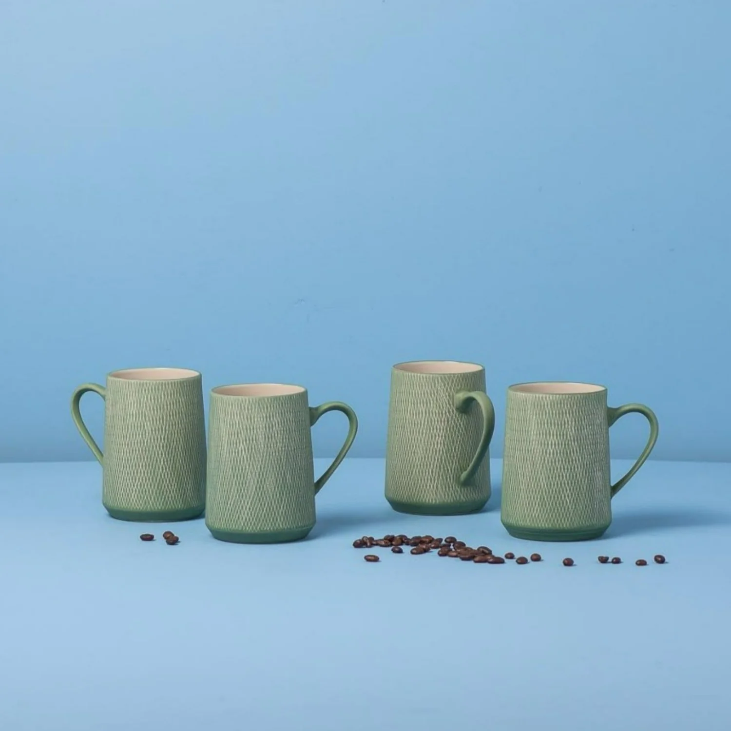 Jade Crosshatch Mugs, Set of 4 - Image 8