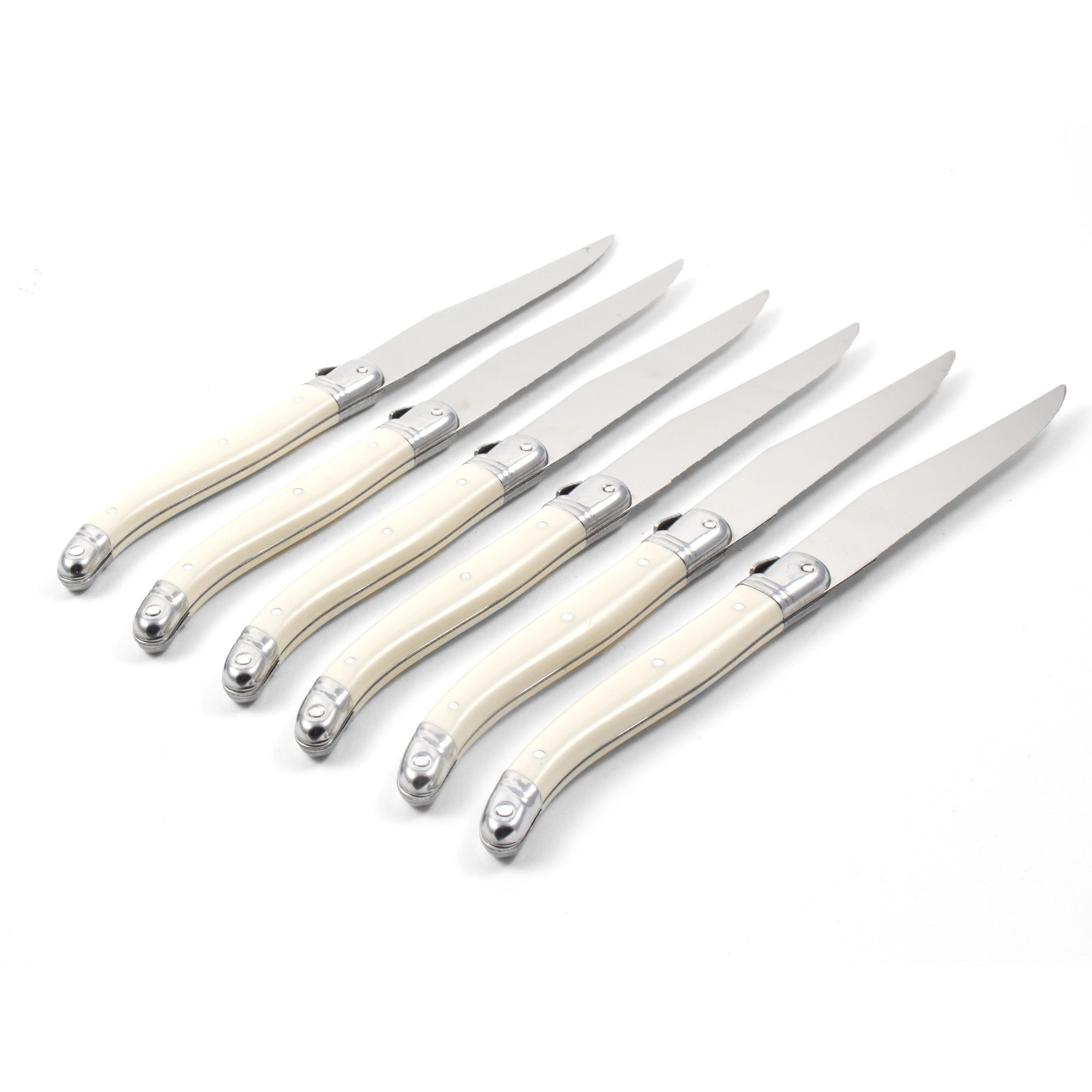Laguiole 6 Piece Steak Knife Set, Platine Ivory in Wood Box with Acrylic Lid - Image 3