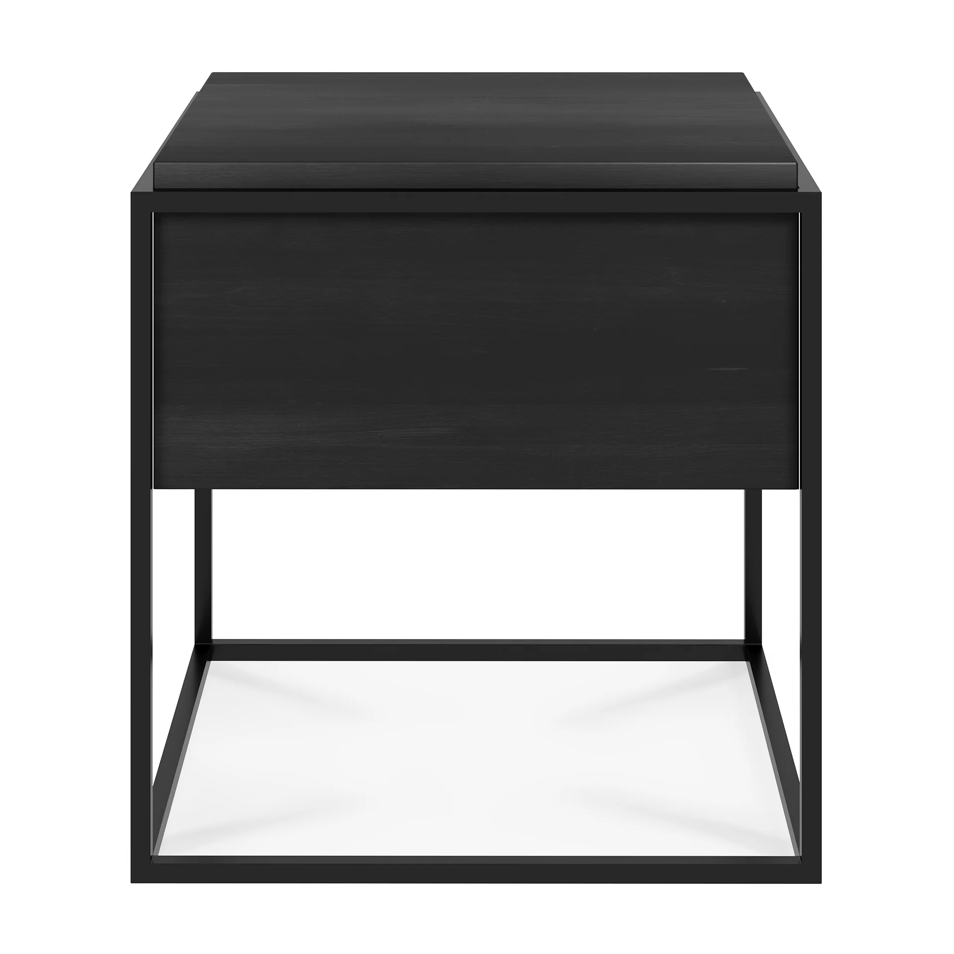 Monolit Solid Black Oak Bedside Table with Black Metal - Image 3
