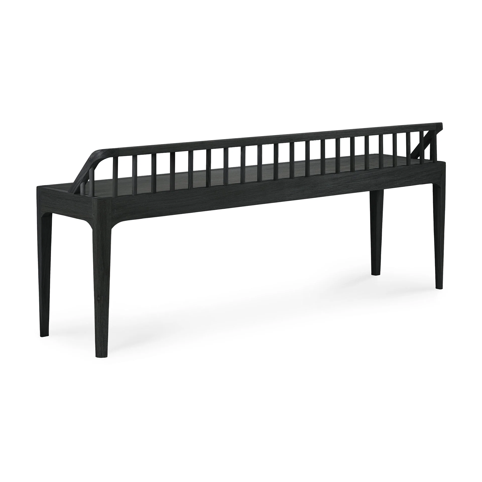 Spindle Solid Black Oak Bench - Image 3