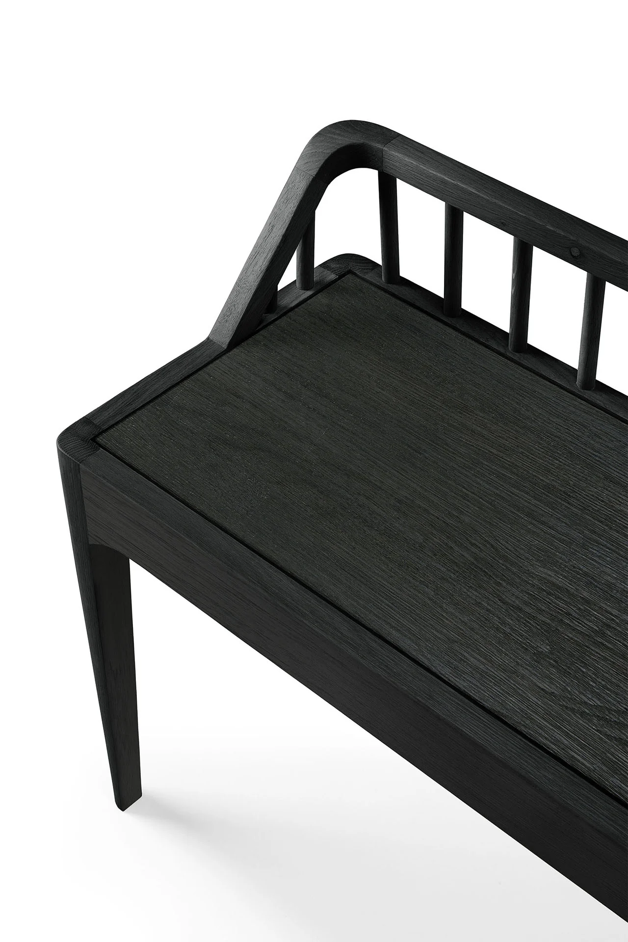 Spindle Solid Black Oak Bench - Image 7