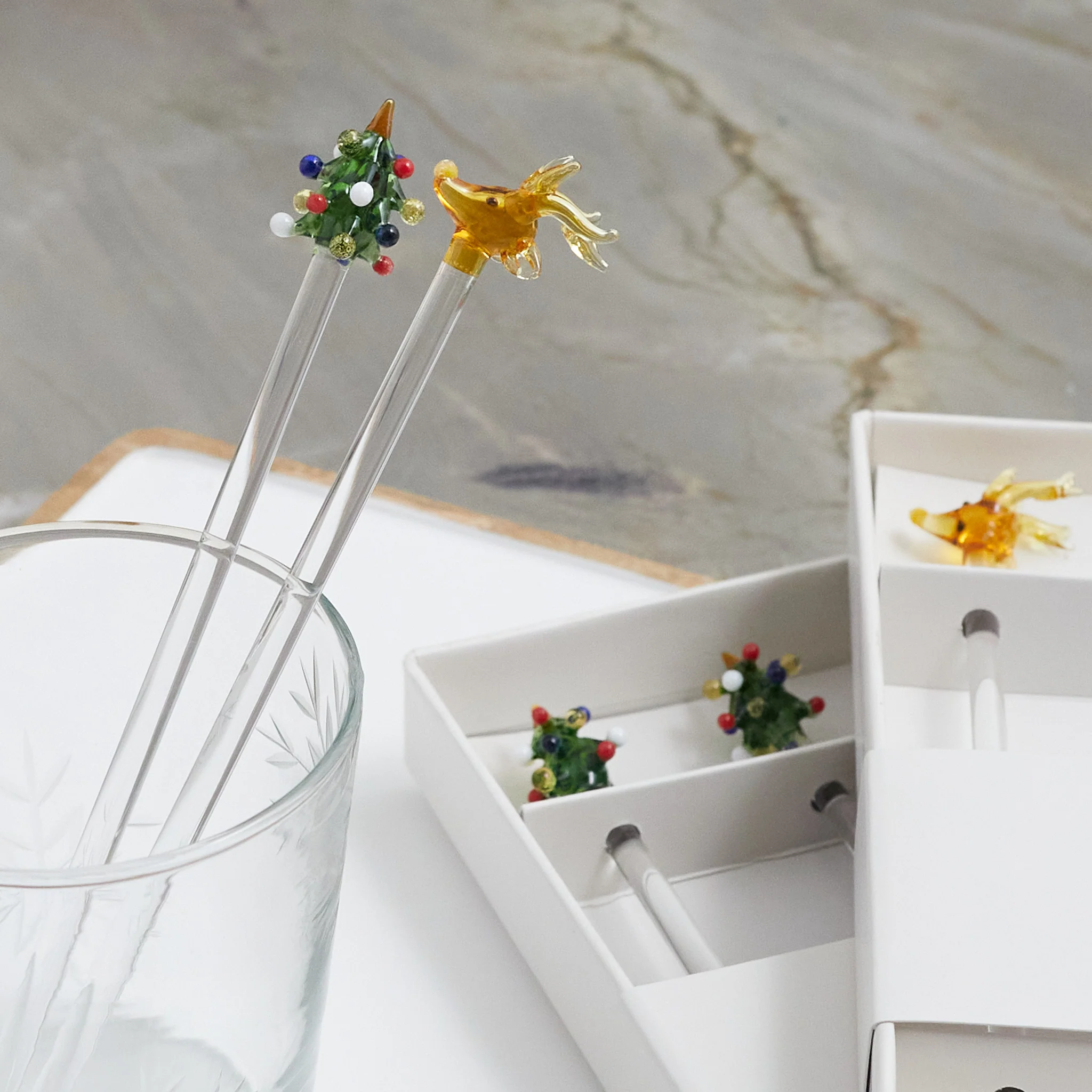 Tree Glass Swizzle Sticks, Set of 4 - Image 3