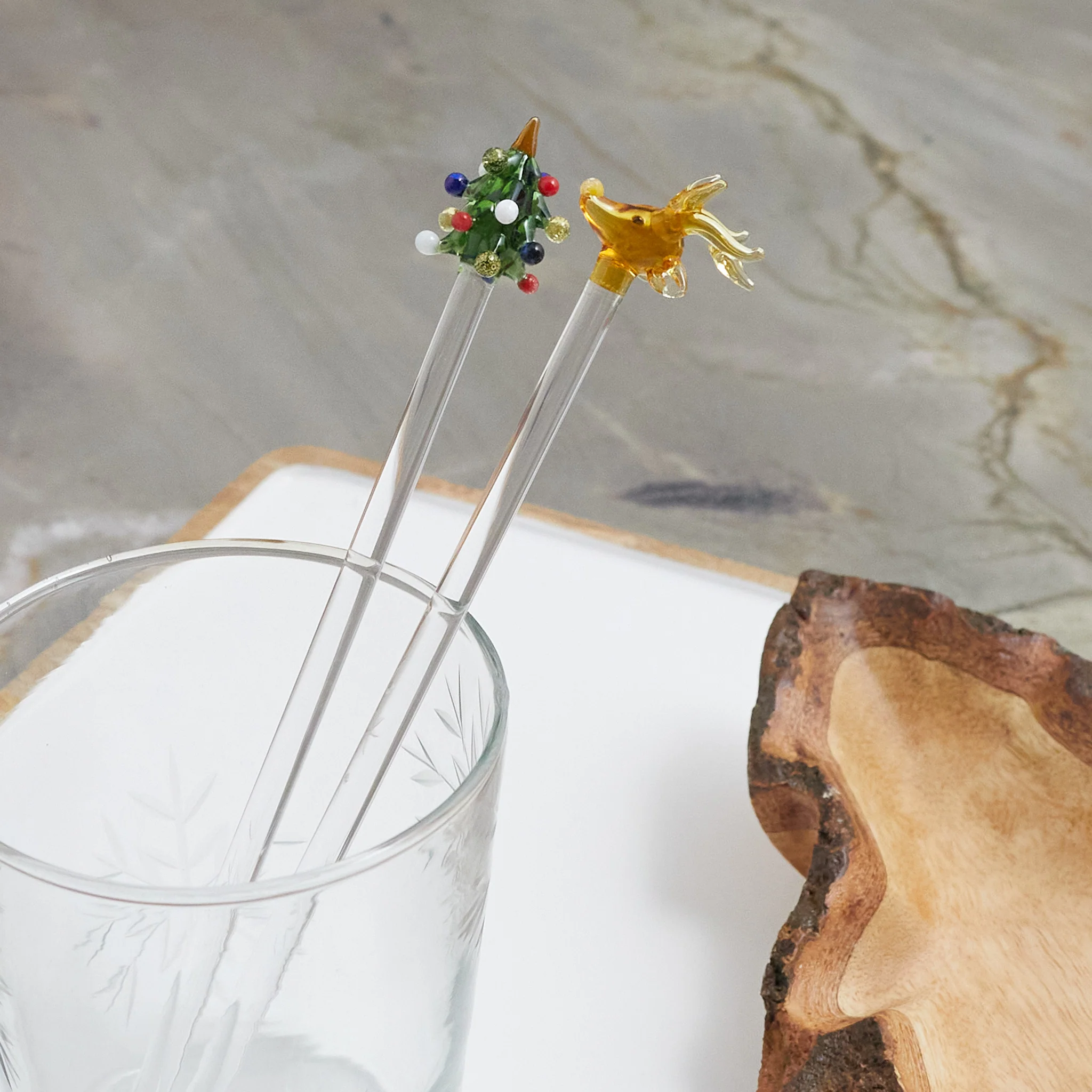 Tree Glass Swizzle Sticks, Set of 4 - Image 4